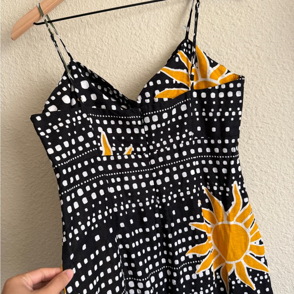 LOFT Black Midi Dress with Yellow Sun & Green Palm Print - Picture 5 of 12
